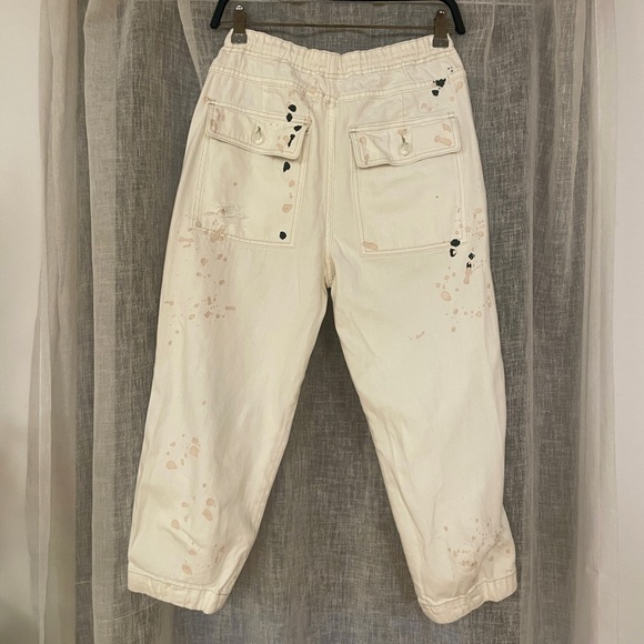 Free People Mixed Up Cotton Distressed Utility Jeans - Picture 8 of 12